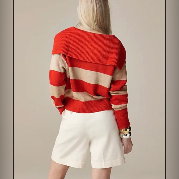 J.Crew Sailor-collar pullover sweater in khaki red stripes - Picture 3 of 8